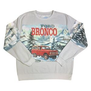 Bronco Holidays - Licensed Mens Holiday Crew Fleece, Cotton/Poly Blend Crewneck